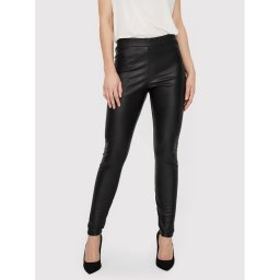 Vero Moda Панталони от имитация на кожа 10257164 Черен Skinny Fit
