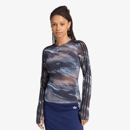 Тениска adidas Badigirl Graphic Mesh Tee Olive Strata/ Aurora Coffee/ Crystal Sky/ Black L