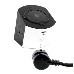 Разклонител с 2 гнезда шуко + Wireless Charger USB A+C