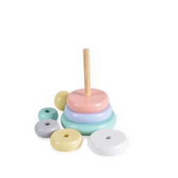 Дървени рингове за нанизване Moni Toys 2542, пастелни цветове