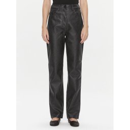 Calvin Klein Jeans Панталони от имитация на кожа J20J222552 Черен Straight Fit
