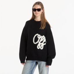 Пуловер Off-White Script Shared Logo Emb Knit Crewneck UNISEX Black L