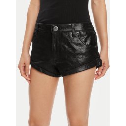 One Teaspoon Кожени шорти Bandits 26208B Черен Relaxed Fit
