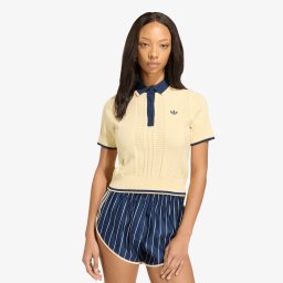 Тениска adidas Cable Knit Cali Tee Polo Warm Vanilla XS