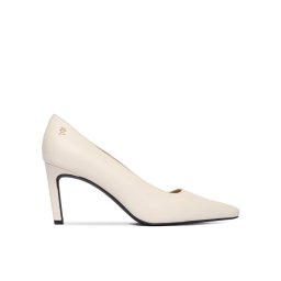Tommy Hilfiger Обувки на ток Th Logo Lth Pump Slanted Hl FW0FW09008 Екрю