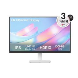LG 27US500-W – 27" UHD 4K, IPS, HDR10, 90% DCI-P3, 300 cd/m², 3-странен безрамков - Бял/Черен