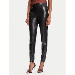Guess Панталони от имитация на кожа New Prescilla Petite W4BB18 WGIK0 Черен Slim Fit