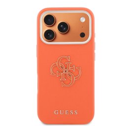 Кейс Guess PU Grained 4G Resin Metal Logo Case за iPhone 17 Pro Max / 18 Pro Max - Orange