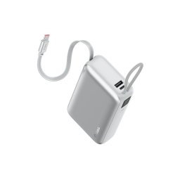 Външна батерия ttec ReCharger Pro LCD 20.000mAh PD 45W Powerbank with Retractable USB-C Cable- Сребриста