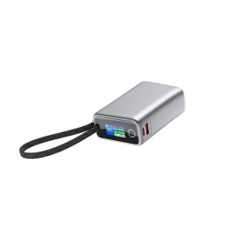 Външна батерия ttec ReCharger Pro Max TFT 20.000mAh PD 65W Powerbank with Built-in USB-C Cable- Сребриста