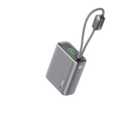 Външна батерия ttec ReCharger Pro TFT 10.000mAh PD 20W Powerbank with Built-in USB-C and Lightning Cable- Сребриста
