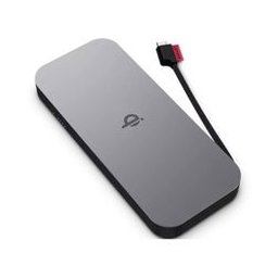 Външна батерия /power bank/ Lenovo Go Wireless, 10 000mAh, сива, 1x USB-C(ж), 1x USB-C(м), безжично зареждане Qi, 30W, PD 3.0
