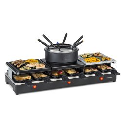 Klarstein Fonduelette XL, 3 в 1 raclette грил и фондю, естествен камък, 1650 W, 12 души (GQ6-Fonduelette XL)