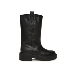 Tommy Jeans Боти Tjw Leather Mid Tubular Boot EN0EN02834 Черен