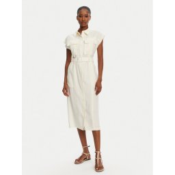 Patrizia Pepe Рокля тип риза 2A2870/A573-W146 Екрю Regular Fit