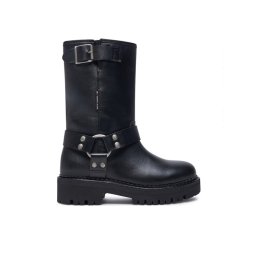 Tommy Jeans Боти Tjw Urban Biker Boot Leather EN0EN02728 Черен