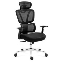 Офис стол Mark Adler Expert 4.6, до 130кг, мрежа, механизъм за накланяне на облегалката, регулируема опора, газов амортисьор, гумени колела, черен