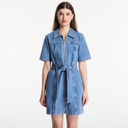 Облекло Calvin Klein Jeans Belted Shirt Dress Radio Blues M