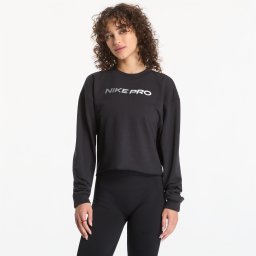 Суитшърт Nike Pro Women's Dri-FIT Crew-Neck French Terry Top Black/ White M