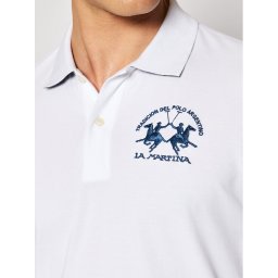 La Martina Тениска с яка и копчета CCMP01 PK001 Бял Regular Fit