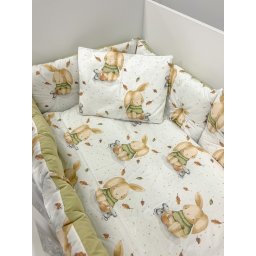 Бебешки спален комплект Моето Зайче със зелено Ластик Цип Comfort Line