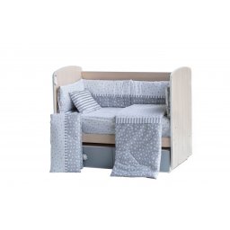 Бебешки спален комплект Дуо Сиви Звезди Ластик Цип Comfort Line