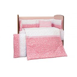 Бебешки спален комплект Дуо Розови Звезди Ластик Цип Comfort Line