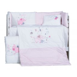 Бебешки спален комплект Бродерия Слонче бебе розово Ластик Цип Comfort Line
