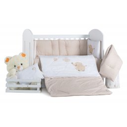 Бебешки спален комплект Бродерия Слон балон точки капучино Ластик Цип Comfort Line