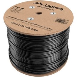 Кабел Lanberg LAN cable FTP Cat.6 305m Outdoor Solid CU Fluke Passed, black