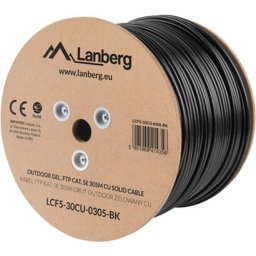 Кабел Lanberg outdoor LAN cable gel-filled FTP CAT.5E 305m solid CU, grey