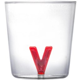 Vin Bouquet Стъклена чаша с декорация БУКВА V - 350 мл.