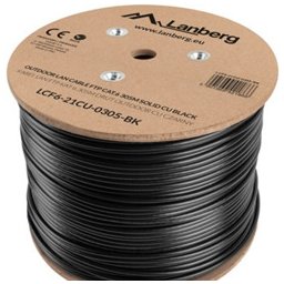 Kабел Lanberg LCF6-21CU-0305-BK, FTP, Cat6, 305m, черен