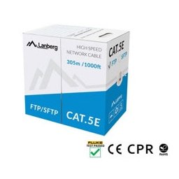 Кабел Lanberg LCS5-11CU-0305-S, SF/UTP, Cat.5e, 305m, сив