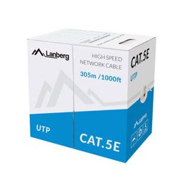 Кабел Lanberg LCU5-11CU-0305-S, UTP, Cat.5e, 305m, сив