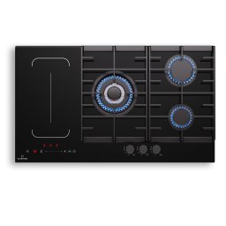 Klarstein MultiChef 5, индукционен и газов готварски плот, 5 зони за готвене, 3 газови горелки, 2 индукционни котлона, FlexZone (CP11-M.C5-In+Ga-BK)
