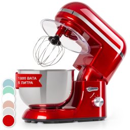 Klarstein Bella Elegance, кухненски робот, 1800 W, 1.7 к.с., 6 степени, 5 литра, червен (TK2-Bella EleganceR)