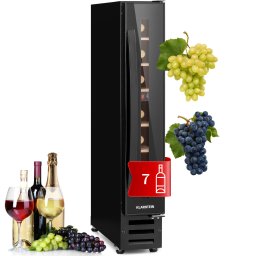 Klarstein Vinovilla 7, built-in, Uno Onyx, вграден охладител за вино, черно стъкло, неръждаема стомана (HEA3-Vinovilla7-BK)