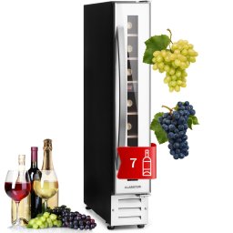 Klarstein Vinovilla 7, built-in, Uno Onyx, вграден охладител за вино, черно стъкло, неръждаема стомана (HEA3-Vinovilla7-Wht)