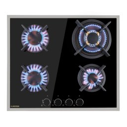 Klarstein Goldflame 4 Prime, газов котлон, 4 горелки, месингови горелки, стъклокерамика (CP11-Goldflame-4-Pri)