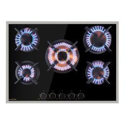 Klarstein Goldflame 5 Prime, газов котлон, 5 горелки, месингови горелки, стъклокерамика (CP11-Goldflame-5-Pr)