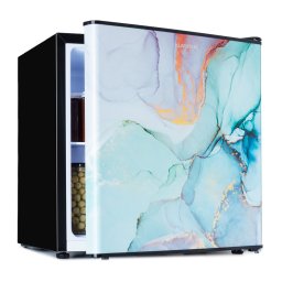 Klarstein CoolArt, 45L, комбинация хладилник с фризер, ЕЕК E, фризер 1,5 литра, красив дизайн на вратата (HEA20-Pastel-46-E)
