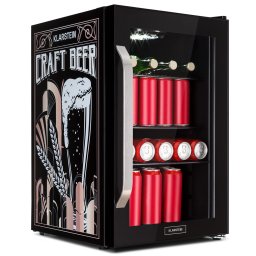 Klarstein Beersafe 70 Birra Edition, хладилник, 70 литра, стъклени полици, панорамна стъклена врата, неръждаема стомана (HEA13-CraftBeer-OX-E)
