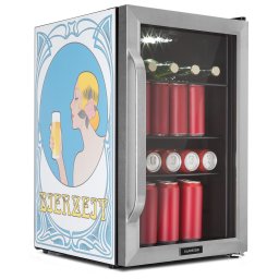 Klarstein Beersafe 70 Bierzeit Edition, хладилник, 70 литра, 3 полици, панорамна стъклена врата, неръждаема стомана (HEA13-Beerzeit-SS-E)