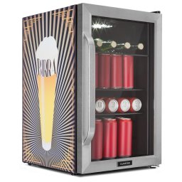 Klarstein Beersafe 70 Birra Edition, хладилник, 70 литра, 3 полици, стъклена врата, неръждаема стомана (HEA13-Birra -SS-E)