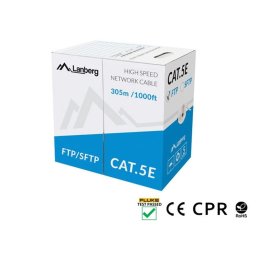 Lanberg LAN cable CAT.5e sftp 305m solid cu cpr + fluke passed grey