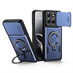 Хибриден гръб с кръгла метална стойка за Motorola Edge 70 Fusion 5G - тъмно син