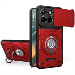 Хибриден гръб с кръгла метална стойка MAGSAFE за Motorola Edge 70 Fusion 5G - червен