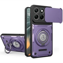 Хибриден гръб с кръгла метална стойка MAGSAFE за Motorola Edge 70 Fusion 5G - тъмно лилав