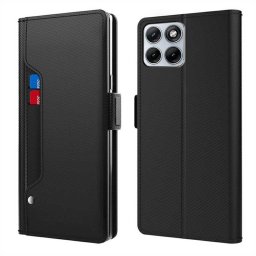 Калъф тип портмоне с магнитна закопчалка и огледалце за Motorola Edge 70 Fusion 5G - черен